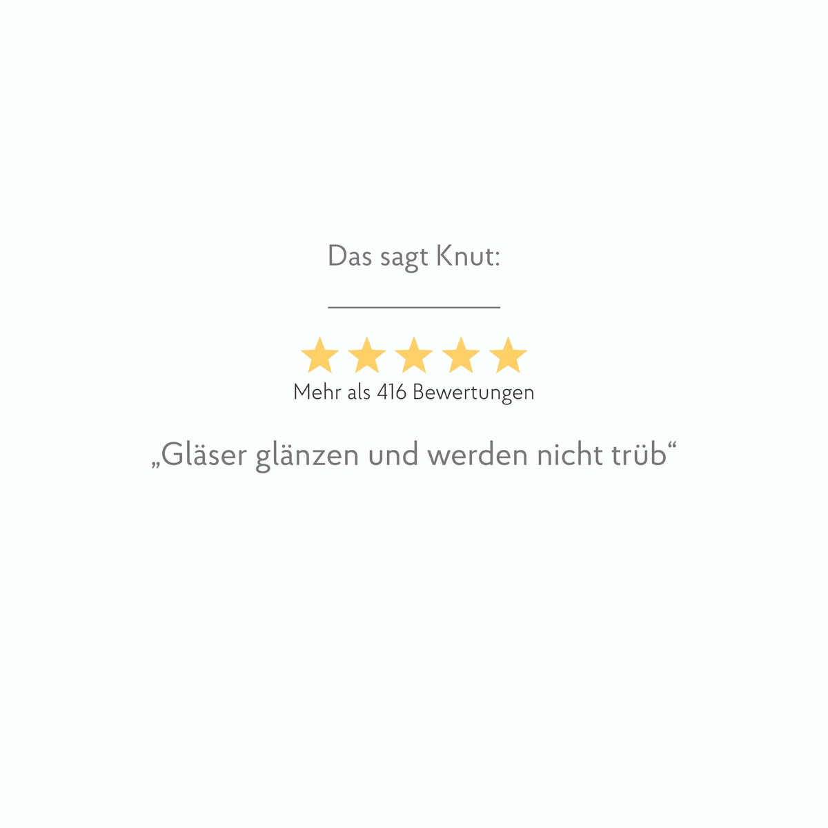 Bewertung zum Klarspüler: "Gläser glänzen und werden nicht trüb."