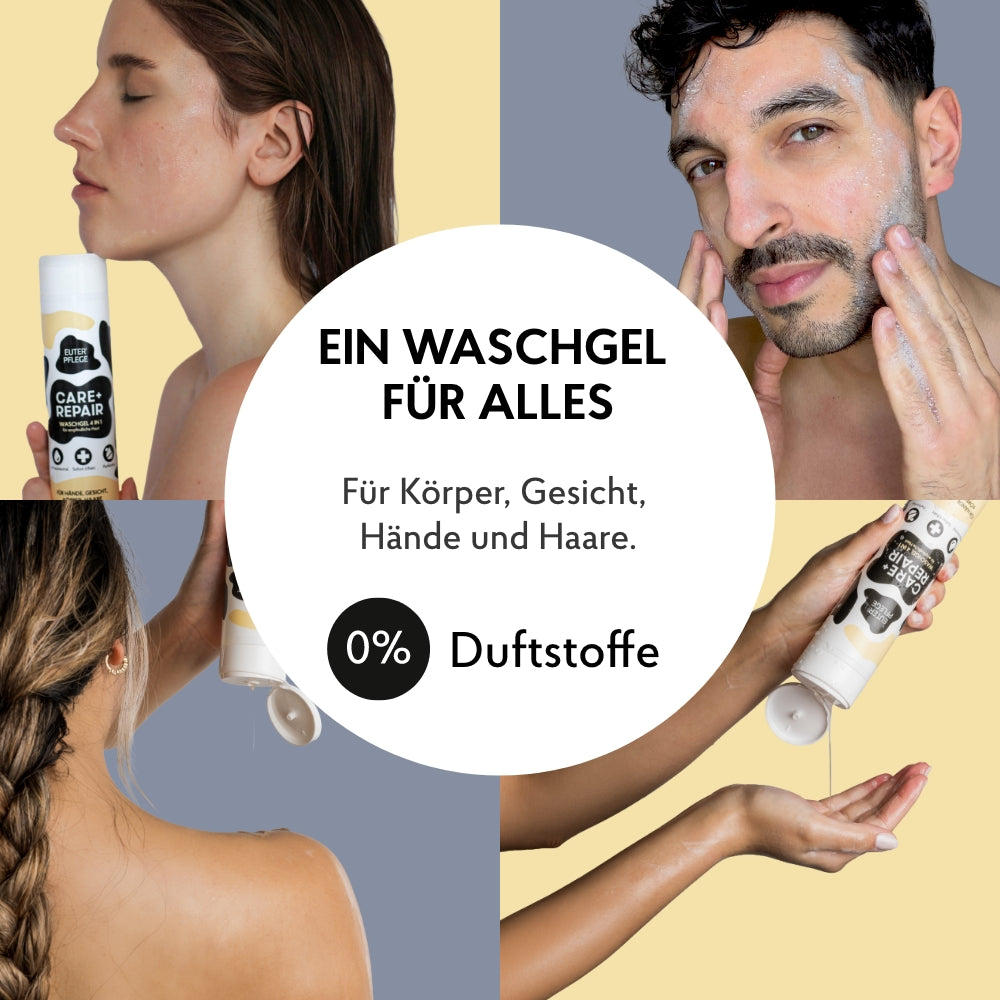 4 in 1 Waschgel als Duschgel, Händeseife und Shampoo