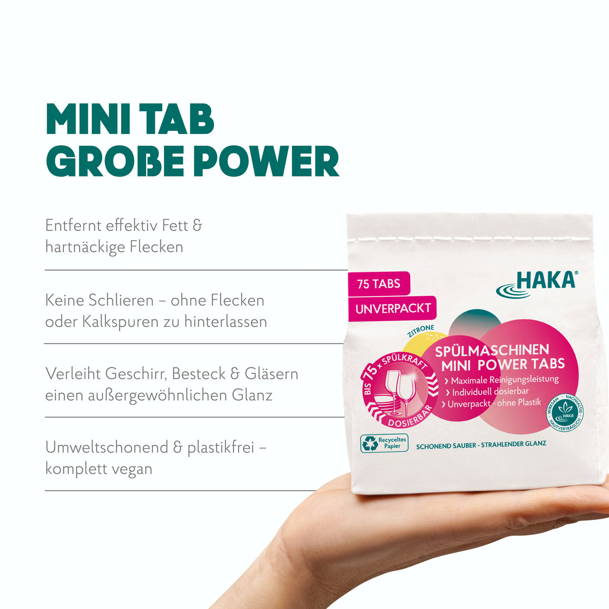 Informationen zu den Spülmaschinen Mini Power Tabs