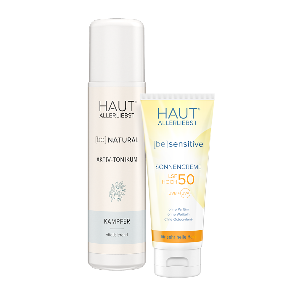 Set  aus Aktiv-Tonikum und Sonnencreme LSF 50