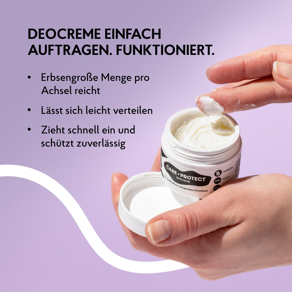 Care + Protect Deocreme beim Auftragen auf die Achselhaut